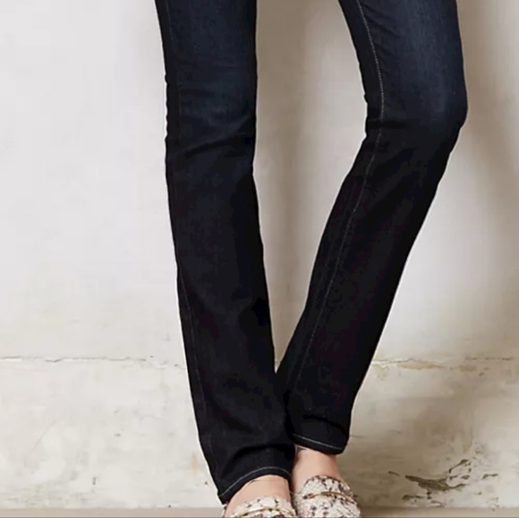 Anthropology x Paige Hidden Hills High Rise  Straight Rosalie Dark Wash Jeans 25 - Picture 3 of 9